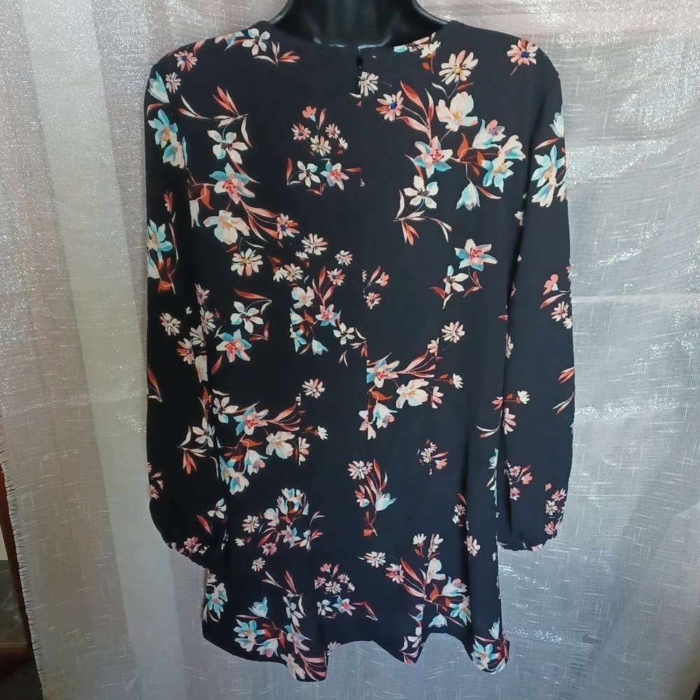 EUC TIANA B BLACK FLORAL DESIGN DRESS, Sz S - Picture 3 of 5